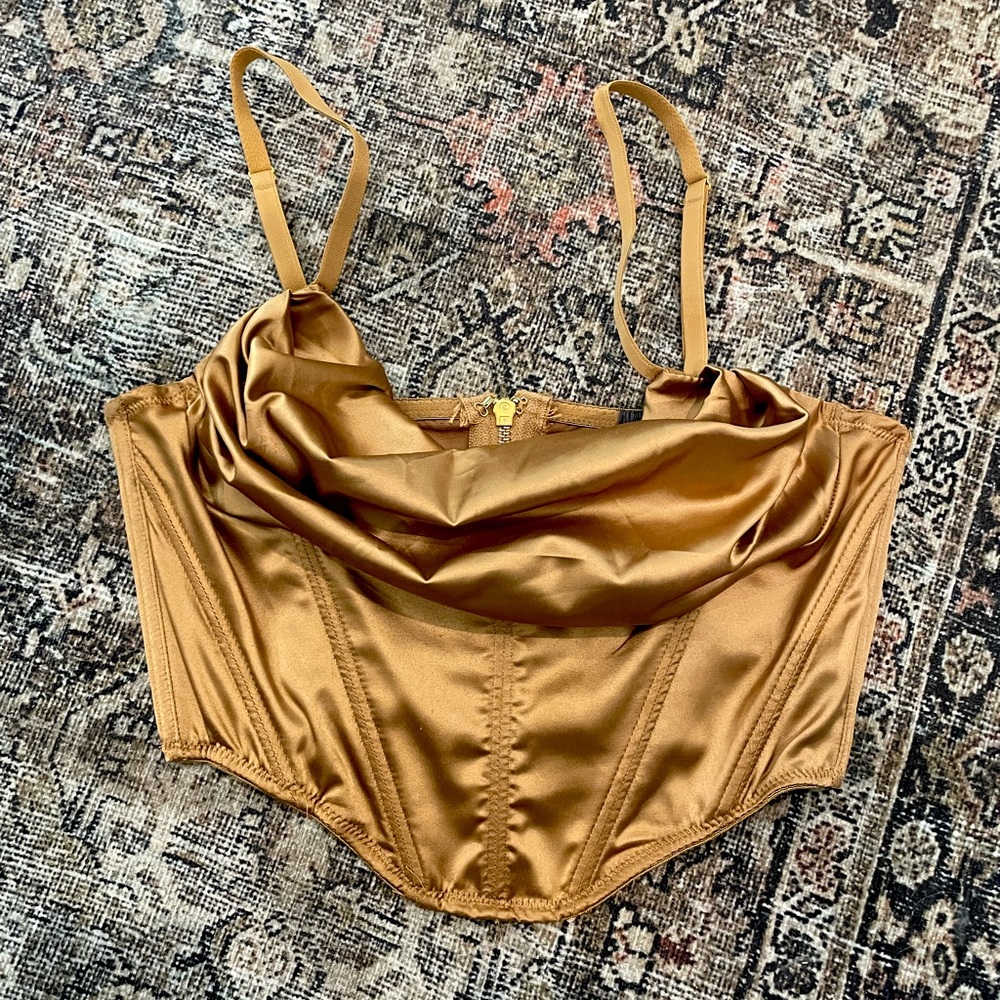 Satin stretch cage corset top by Urban Outfitters